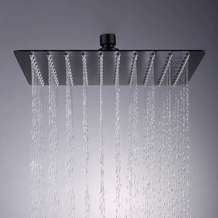 Regadera Negra Ducha Metálica 20x20 Cuadrada Incluye Tubo 7