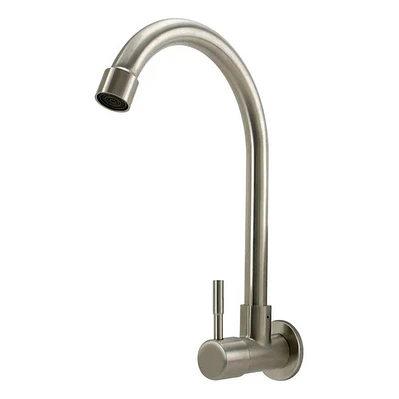 Llave Grifo De Pared Metálica De Agua Fría Cuello Alto
