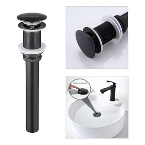Desagüe O Sifón Negro De Push Largo Para Lavamanos -standar