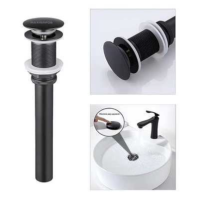 Desagüe O Sifón Negro De Push Largo Para Lavamanos -standar