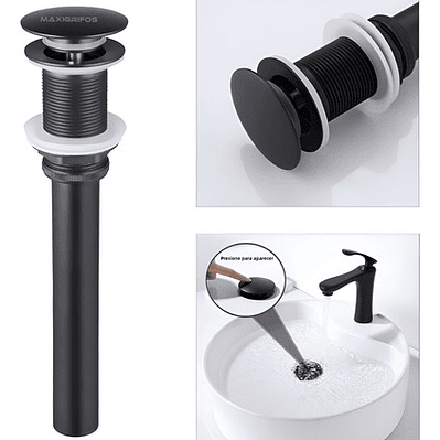Desagüe O Sifón Negro De Push Largo Para Lavamanos -standar