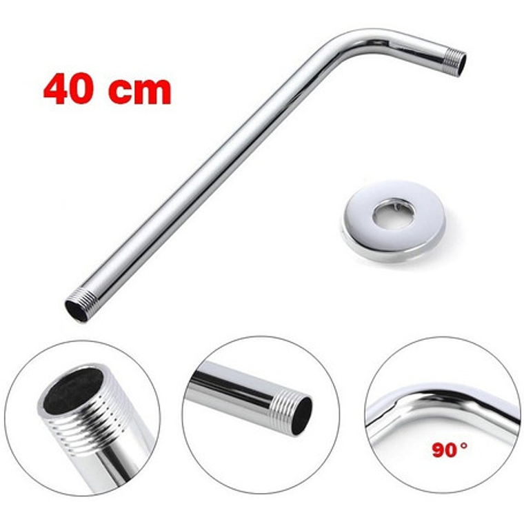 Tubo Extensión O Brazo Ducha Cromado Curvo Longitud 40 Cm 2