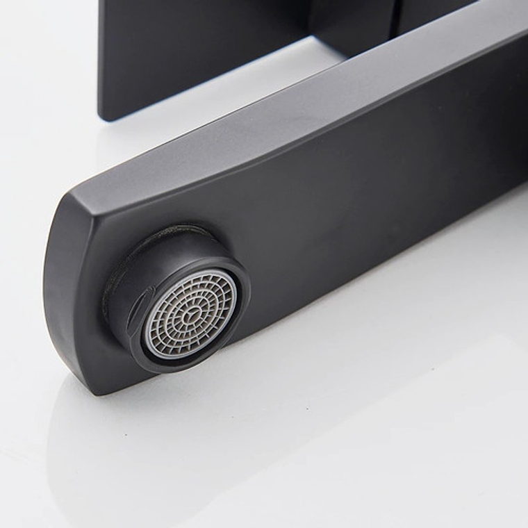 Grifo Llave Para Lavamanos Alta Negro Agua Fría Y Caliente 9