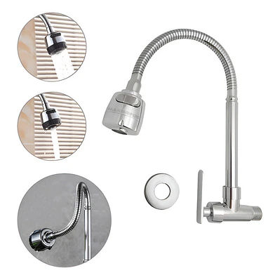 Griferia De Lavaplatos Flexible Pared De Cocina Acabado Cromado Mercury Plateado