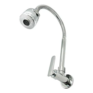 Griferia De Lavaplatos Flexible Pared De Cocina Acabado Cromado Mercury Plateado