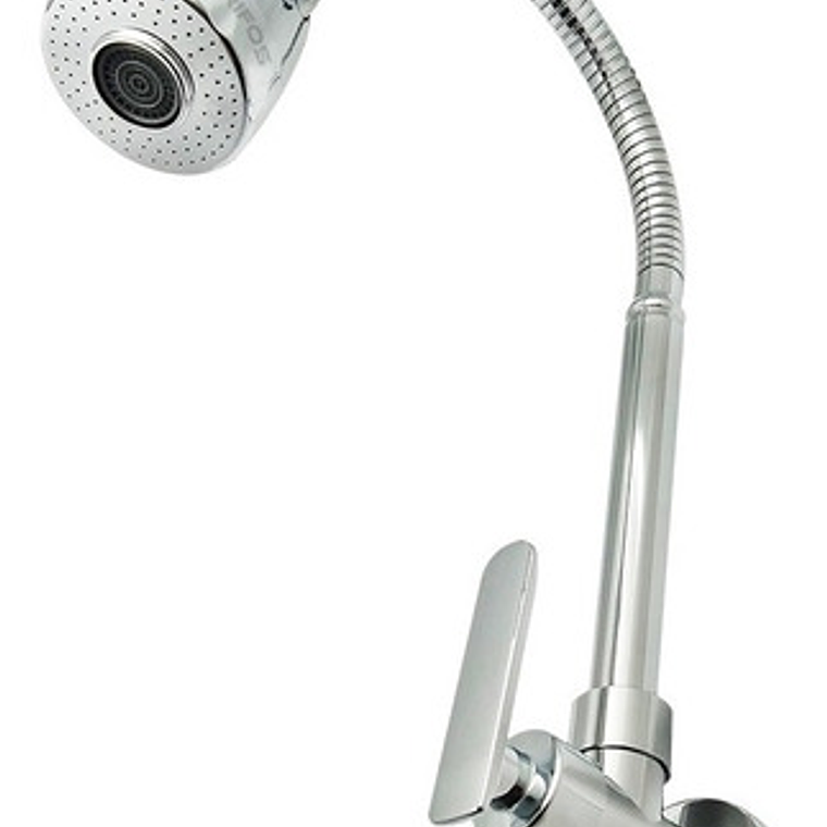 Griferia De Lavaplatos Flexible Pared De Cocina Acabado Cromado Mercury Plateado 2