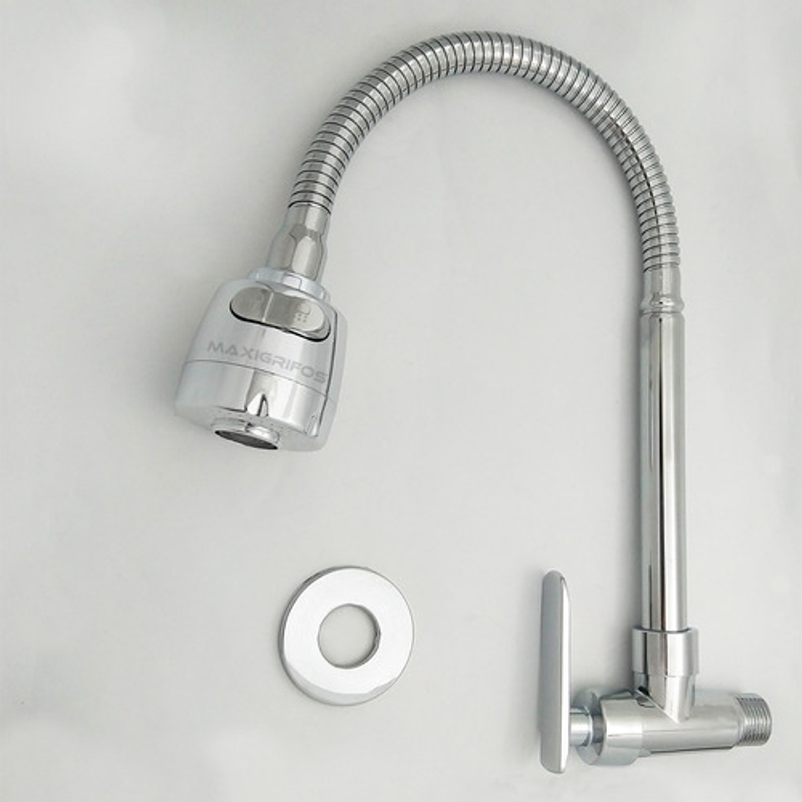 Griferia De Lavaplatos Flexible Pared De Cocina Acabado Cromado Mercury Plateado 3