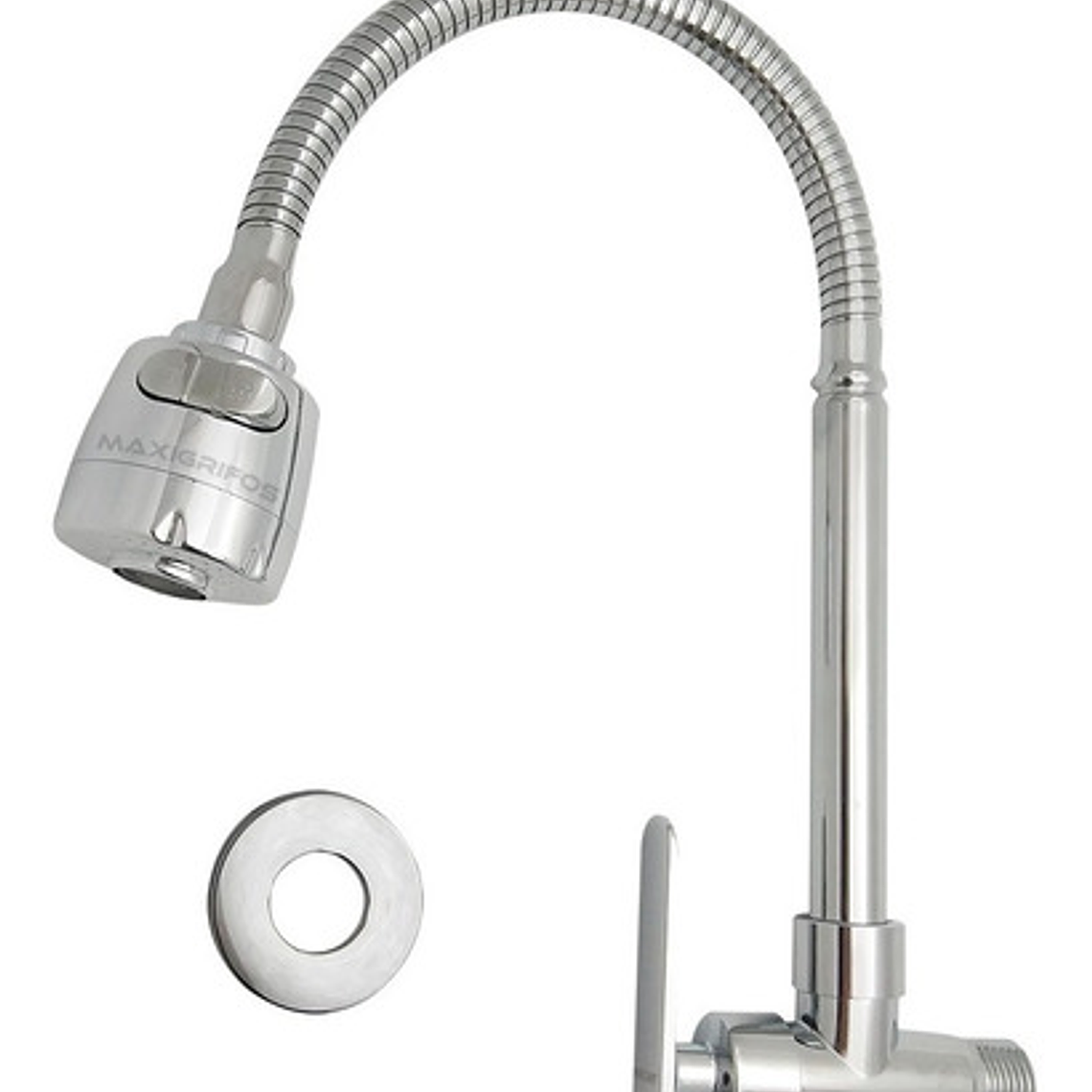 Griferia De Lavaplatos Flexible Pared De Cocina Acabado Cromado Mercury Plateado 7