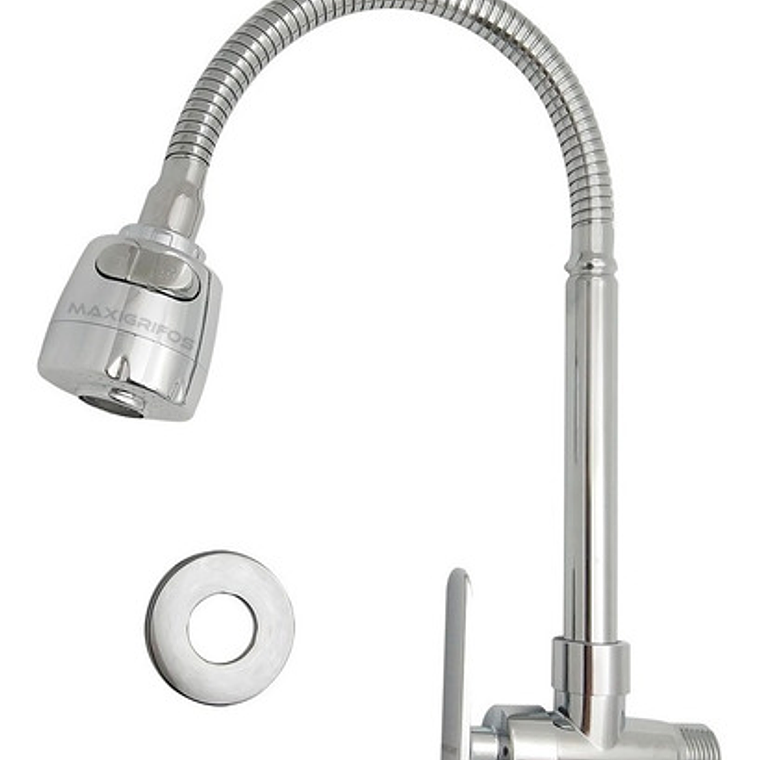 Griferia De Lavaplatos Flexible Pared De Cocina Acabado Cromado Mercury Plateado 7