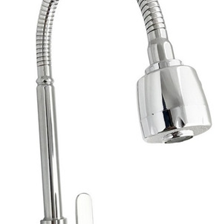 Griferia De Lavaplatos Flexible Pared De Cocina Acabado Cromado Mercury Plateado 8