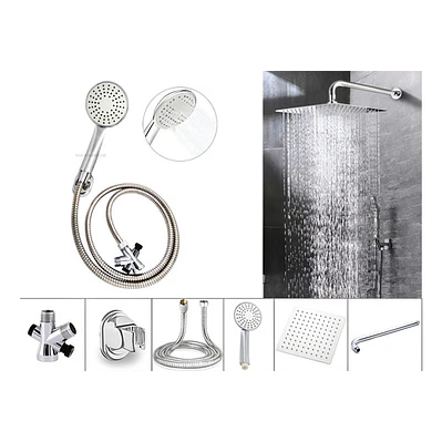 Combo X 3 Regadera Metálica 15x15, Ducha Telefono, Desviador