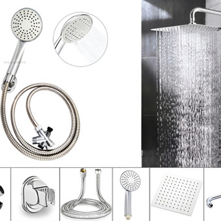 Combo X 3 Regadera Metálica 15x15, Ducha Telefono, Desviador 1