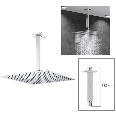 Regadera Ducha Metálica 20x20 Incluye Tubo De Techo Cuadrado