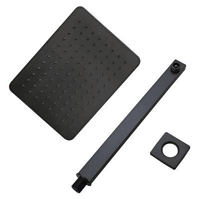 Regadera Ducha Para Baño Rectangular Negro Mate Con Tubo