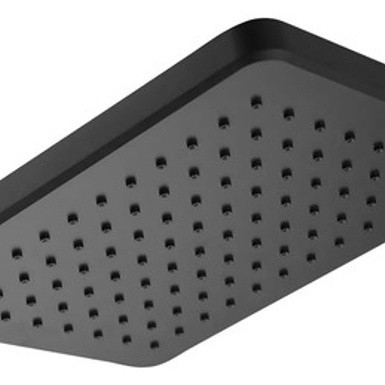 Regadera Ducha Para Baño Rectangular Negro Mate Con Tubo 6