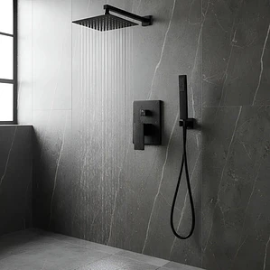 Mezclador Negro Con Salida De Teleducha + Ducha Y Telefono