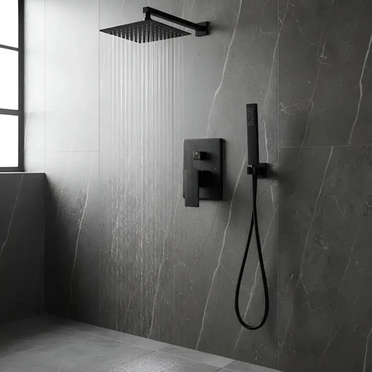 Mezclador Negro Con Salida De Teleducha + Ducha Y Telefono 2