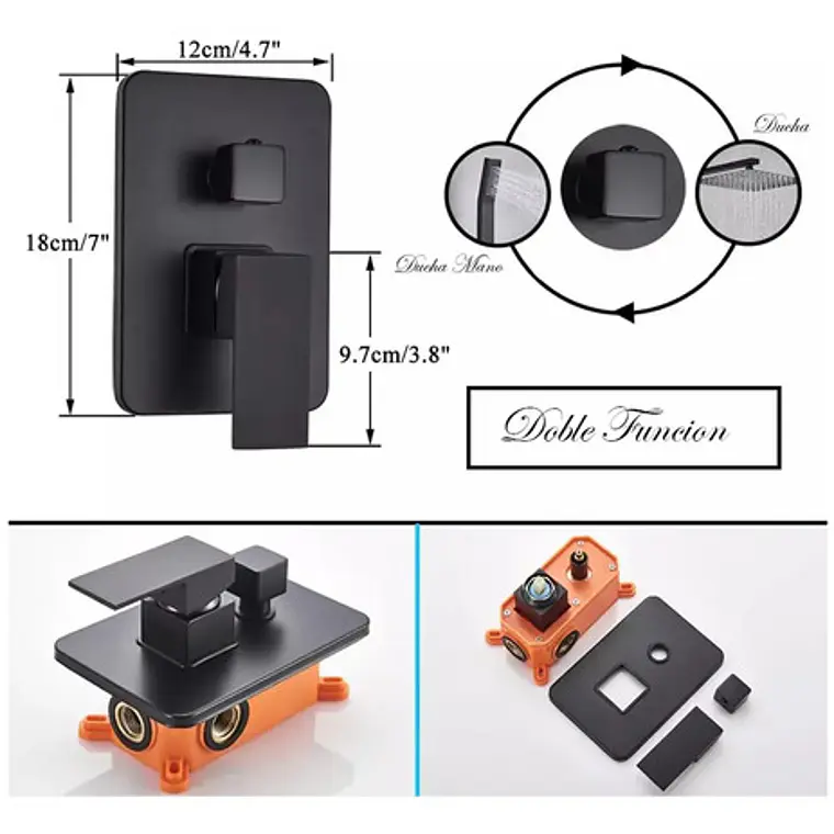 Mezclador Negro Con Salida De Teleducha + Ducha Y Telefono 6