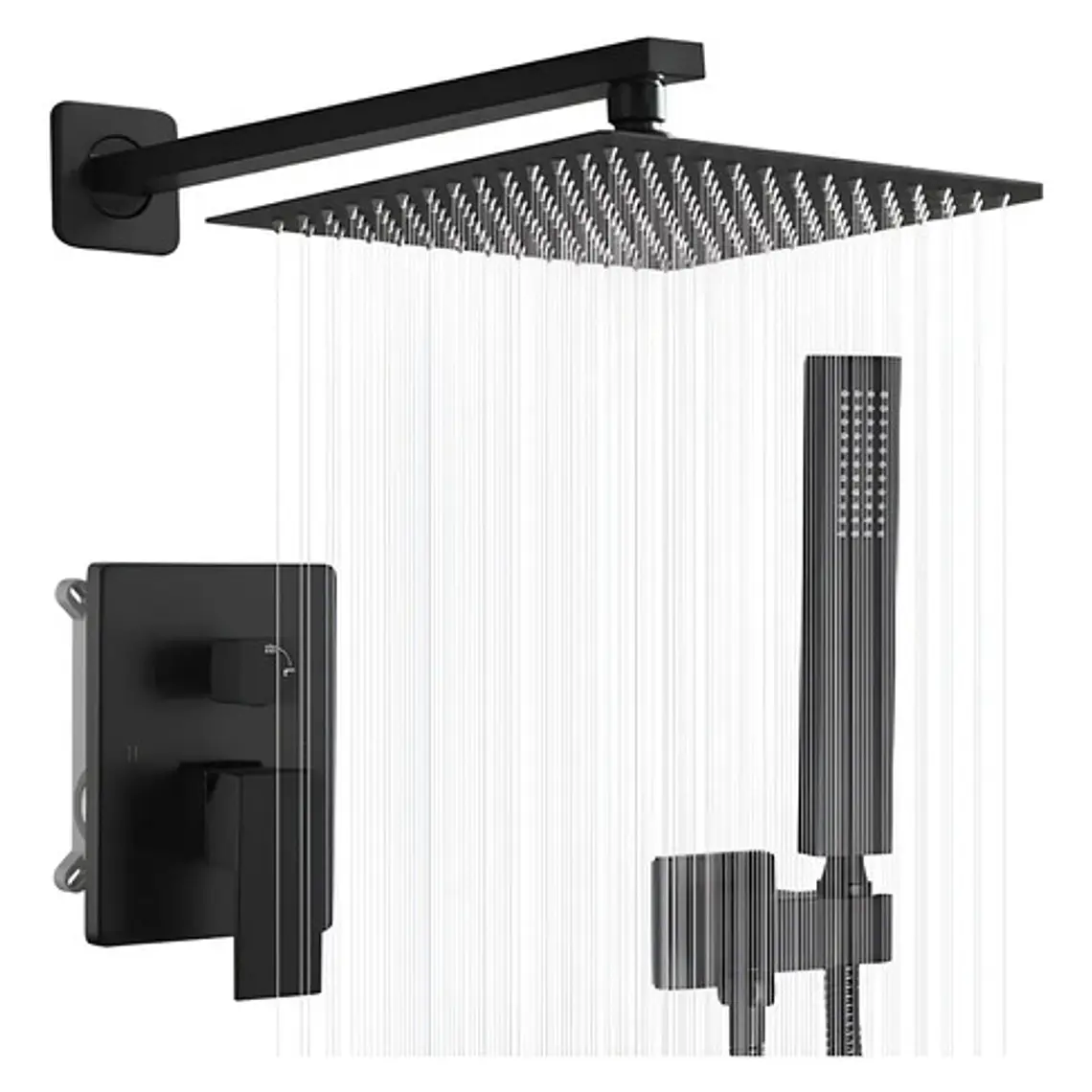 Mezclador Negro Con Salida De Teleducha + Ducha Y Telefono 8