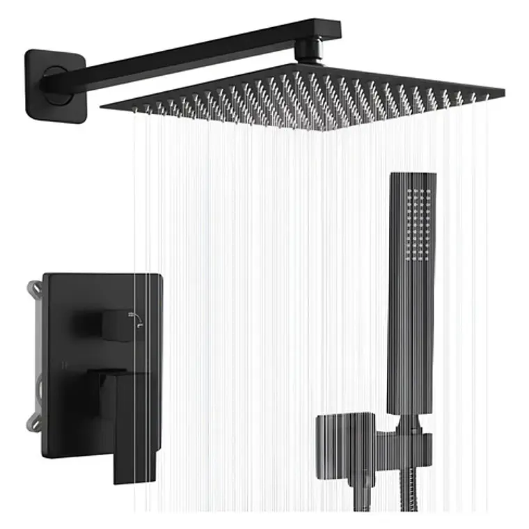 Mezclador Negro Con Salida De Teleducha + Ducha Y Telefono 8