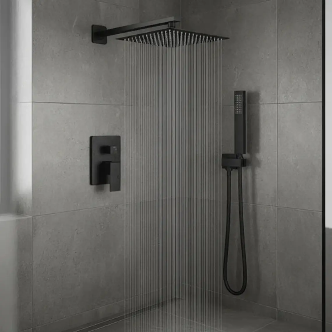 Mezclador Negro Con Salida De Teleducha + Ducha Y Telefono 9