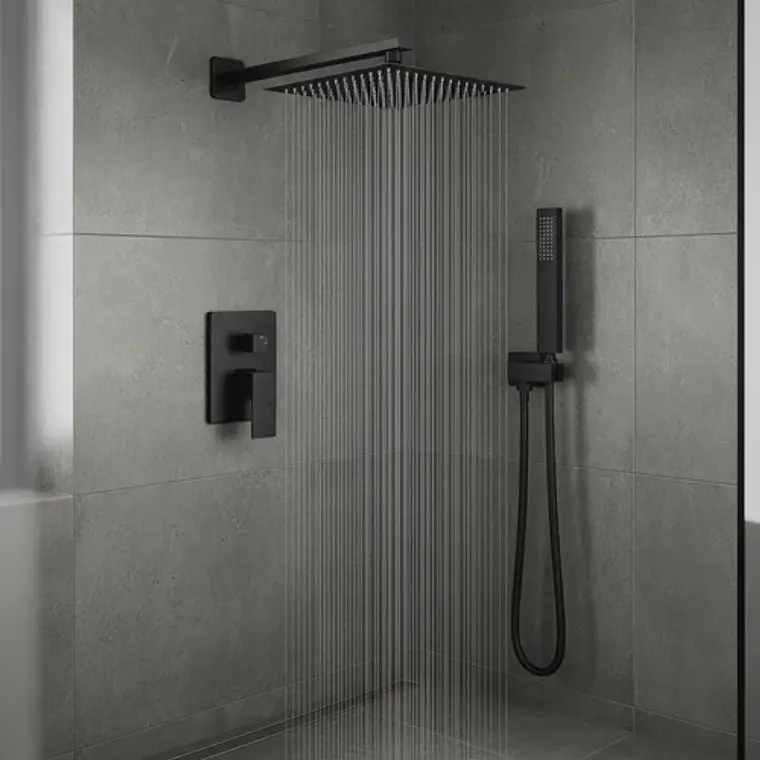Mezclador Negro Con Salida De Teleducha + Ducha Y Telefono 9