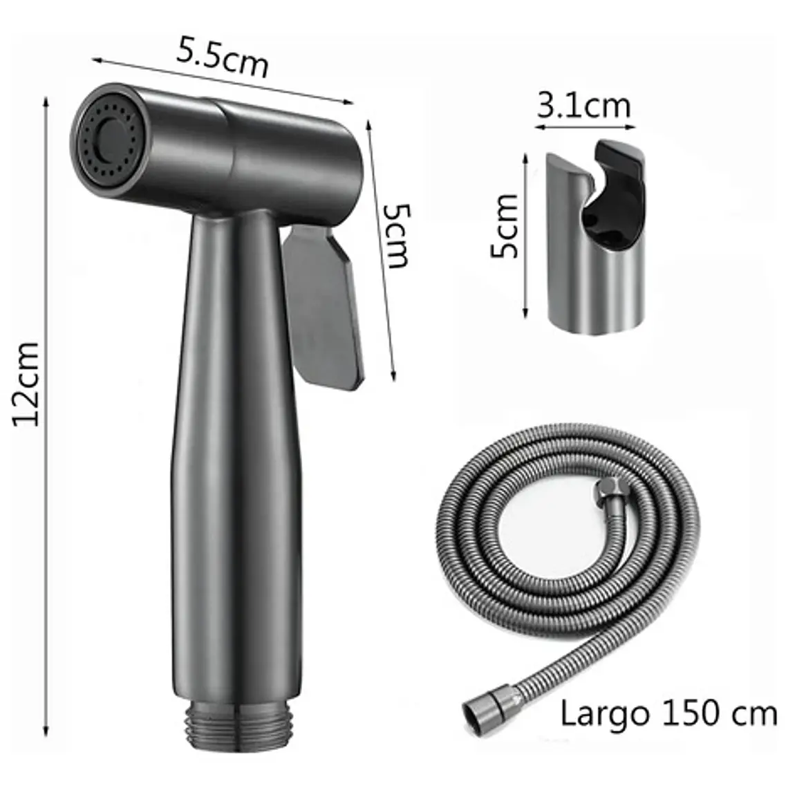 Ducha Bide Sanitario Gris Grafito Acero Inoxidable 3