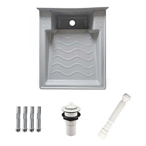 Lavadero Plástico 50x42 Anclar A Pared Gris Con Desagüe