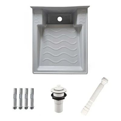 Lavadero Plástico 50x42 Anclar A Pared Gris Con Desagüe