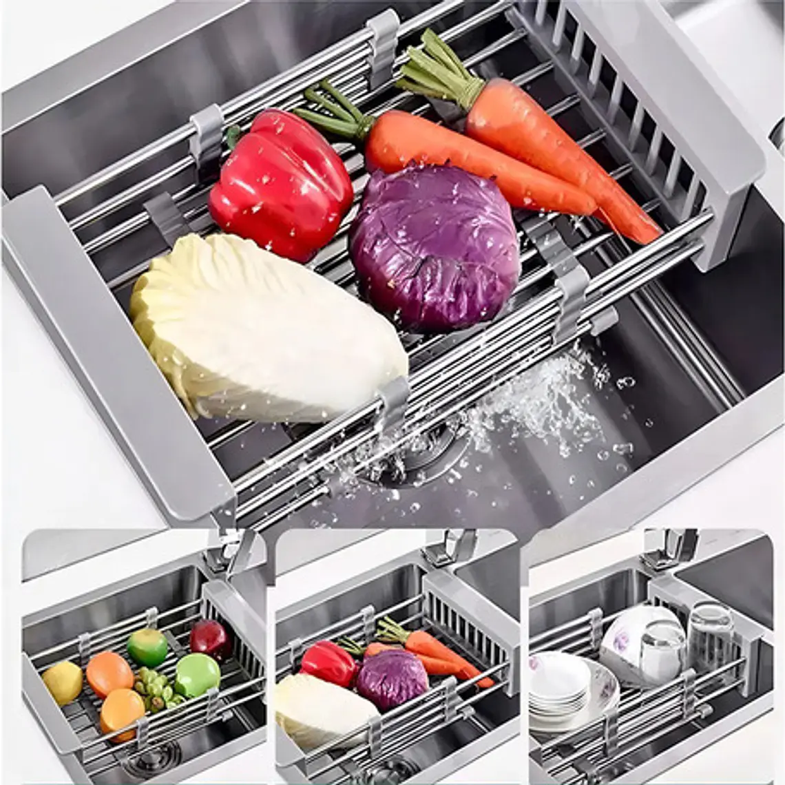 Secador Escurridor De Loza Frutas Verduras Plegable 7
