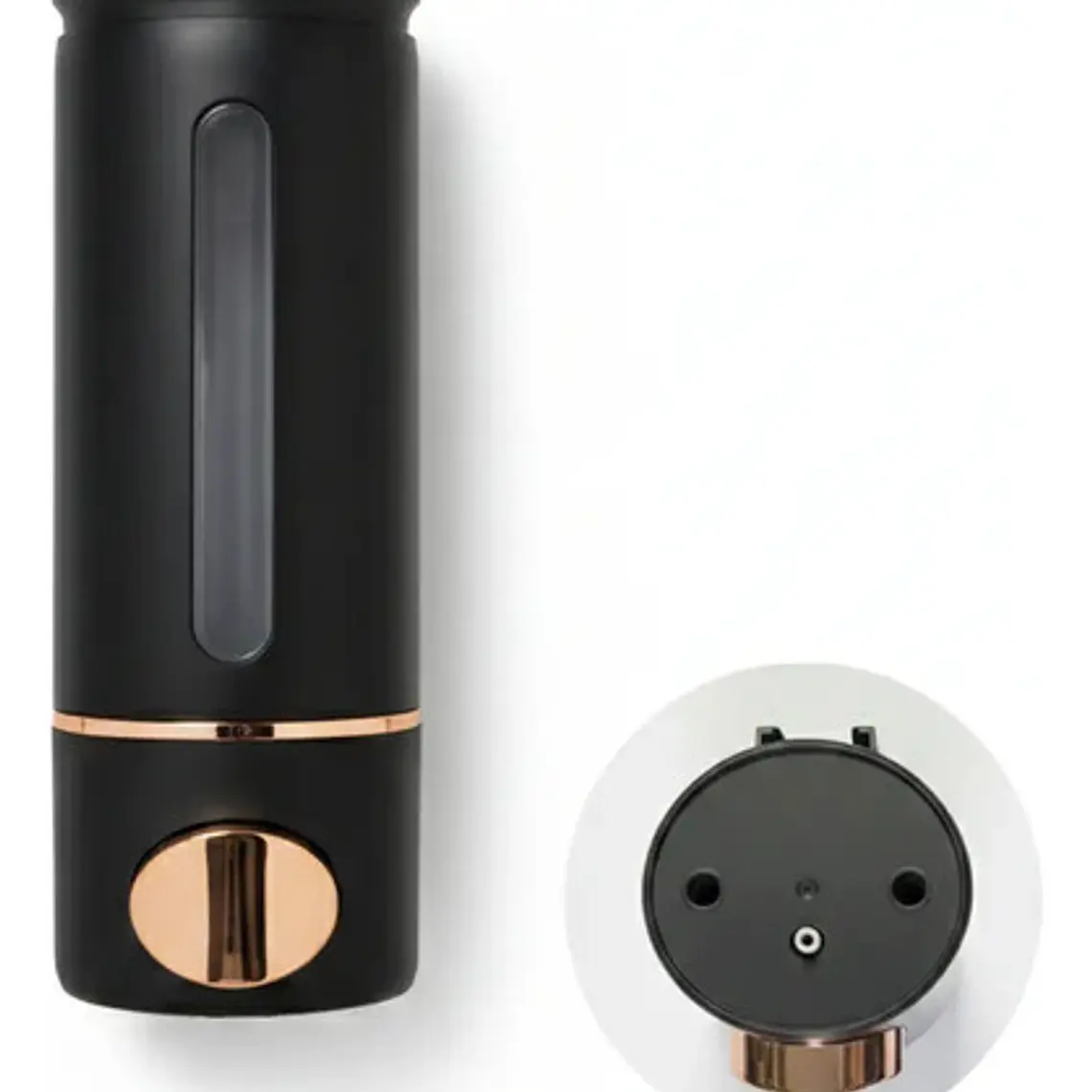 Dispensador De Jabón Liquido Plástico Negro Con Oro Rosa 1