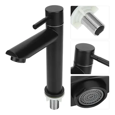 Llave Lavamanos Baja Recta Agua Fría Negro Mate