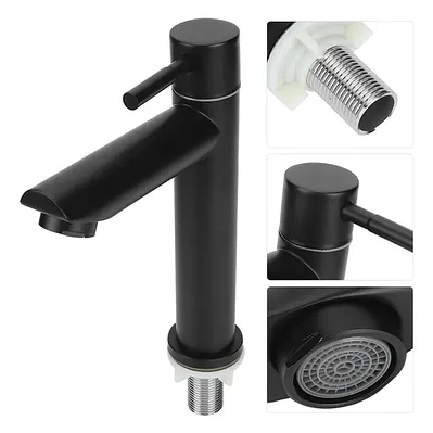 Llave Lavamanos Baja Recta Agua Fría Negro Mate