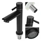 Llave Lavamanos Baja Recta Agua Fría Negro Mate - Miniatura 1