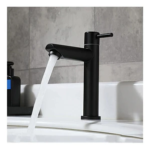 Llave Lavamanos Baja Recta Agua Fría Negro Mate