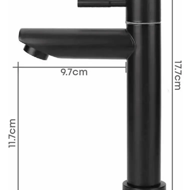 Llave Lavamanos Baja Recta Agua Fría Negro Mate 6