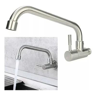 Llave Lavaplatos De Pared En Acero De Alto Trafico Satinada