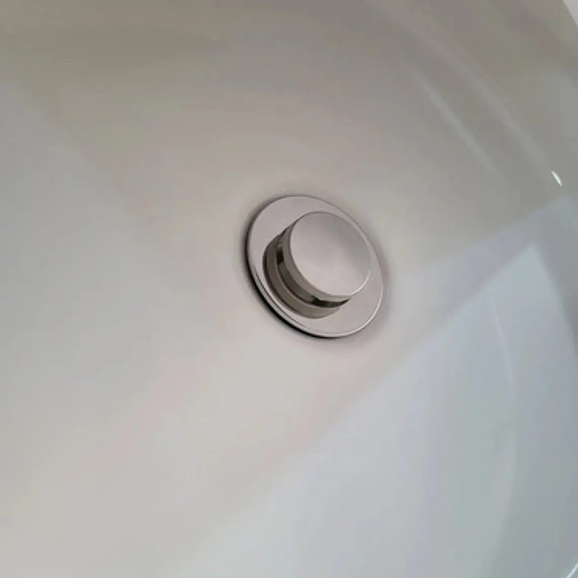 Desague Push Lavamanos Plástico Borde En Acero 2