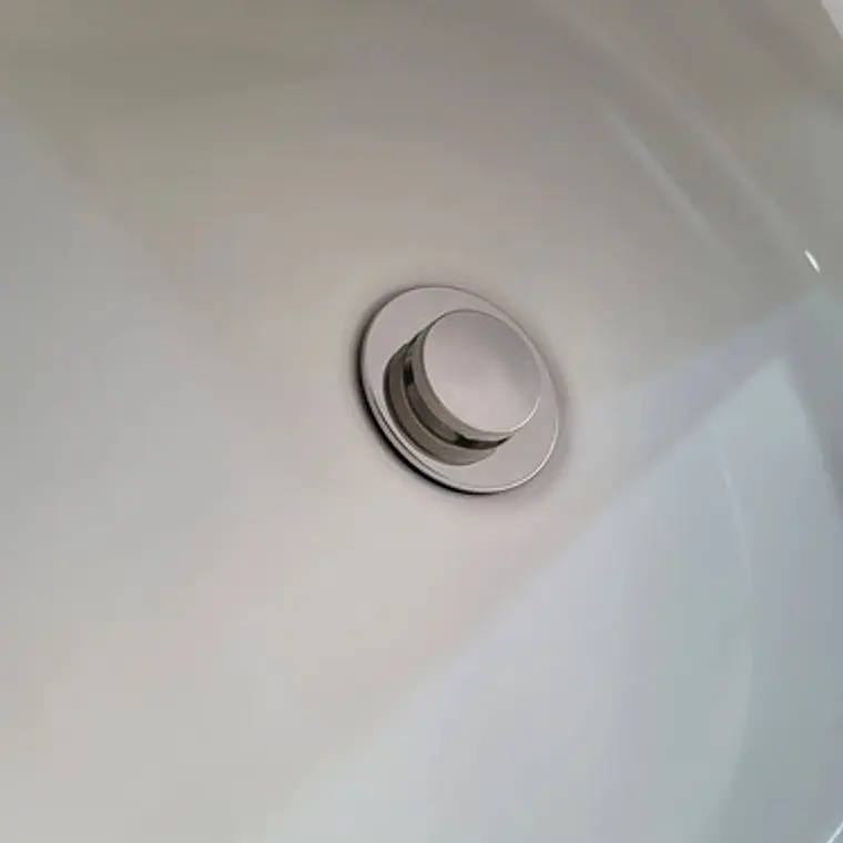 Desague Push Lavamanos Plástico Borde En Acero 2