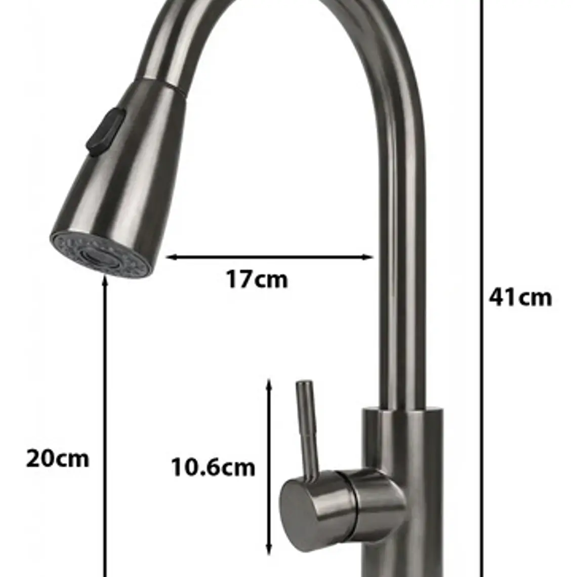 Llave Grifo Lavaplatos Monocontrol Extraíble Acero Inox 5