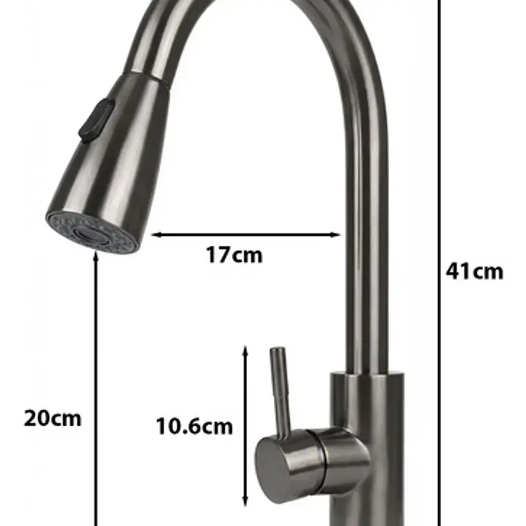 Llave Grifo Lavaplatos Monocontrol Extraíble Acero Inox 5