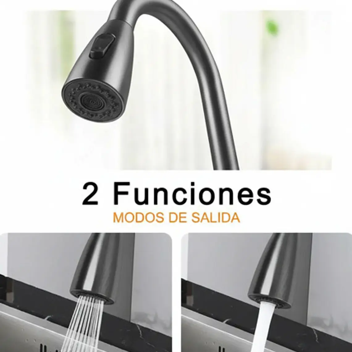 Llave Grifo Lavaplatos Monocontrol Extraíble Acero Inox 7