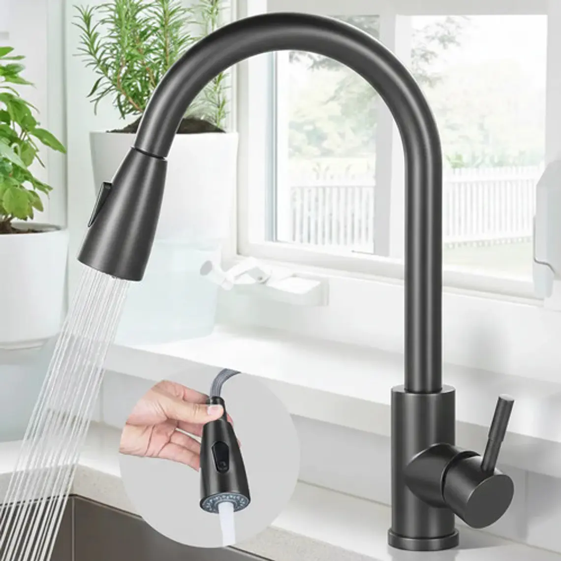 Llave Grifo Lavaplatos Monocontrol Extraíble Acero Inox 8