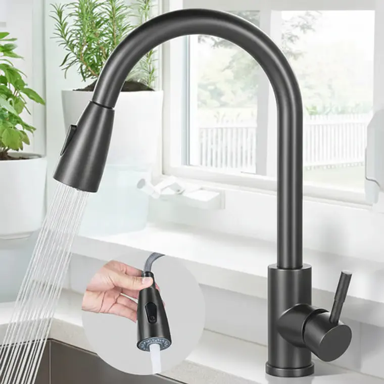 Llave Grifo Lavaplatos Monocontrol Extraíble Acero Inox 8