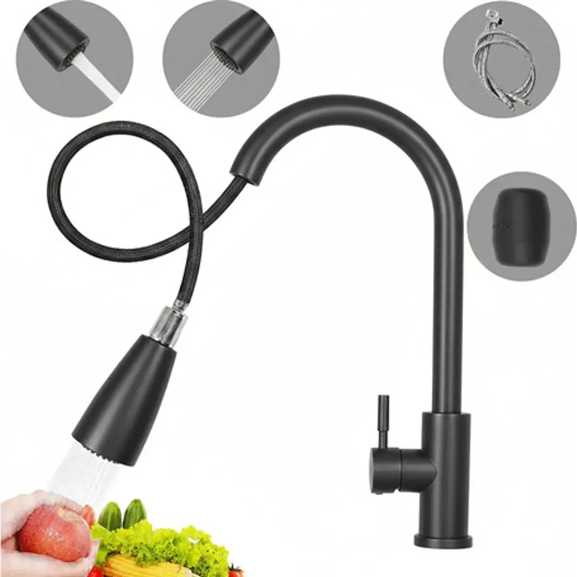 Llave Grifo Lavaplatos Monocontrol Extraíble Acero Inox 10