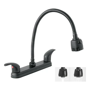 Llave Mezclador Lavaplatos Acero Flexible 8 Pulgadas Negro