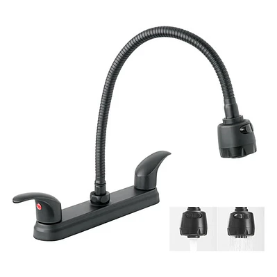 Llave Mezclador Lavaplatos Acero Flexible 8 Pulgadas Negro