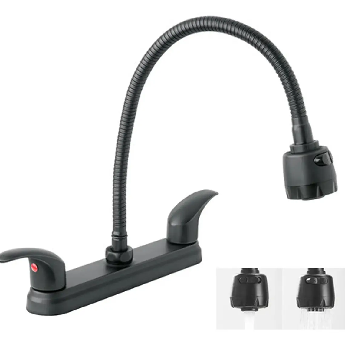 Llave Mezclador Lavaplatos Acero Flexible 8 Pulgadas Negro 1