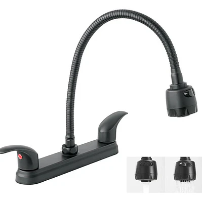 Llave Mezclador Lavaplatos Acero Flexible 8 Pulgadas Negro