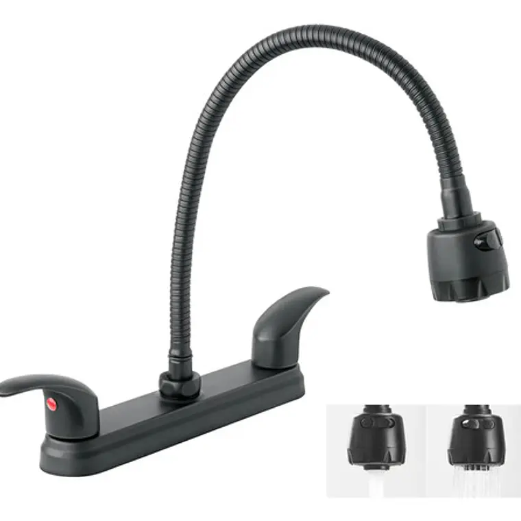 Llave Mezclador Lavaplatos Acero Flexible 8 Pulgadas Negro 1